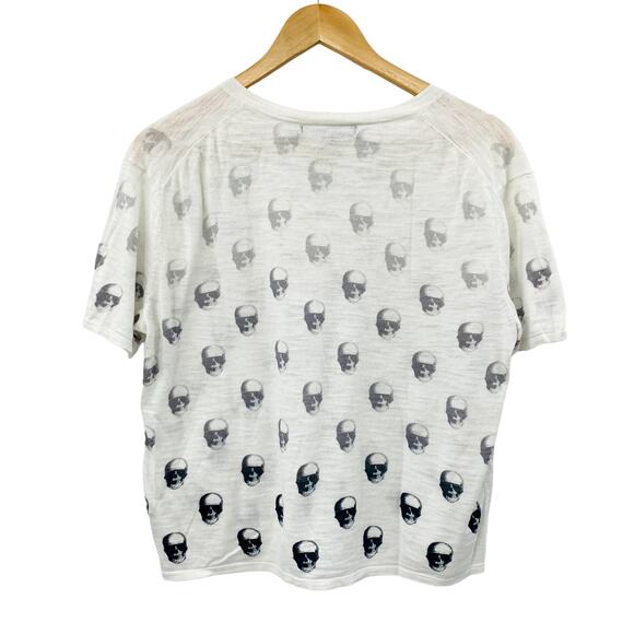 Skull Cashmere White Short Sleeve Knit Top - Picture 5 of 6